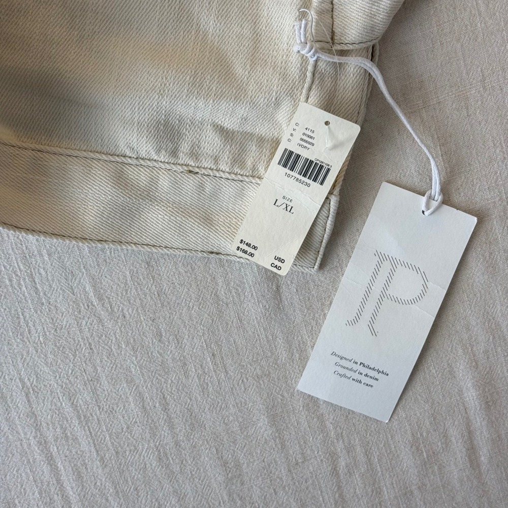 NWT Pilcro Anthropologie Weston Cape Denim Jacket Women L/XL Ivory Oversized - Picture 5 of 16